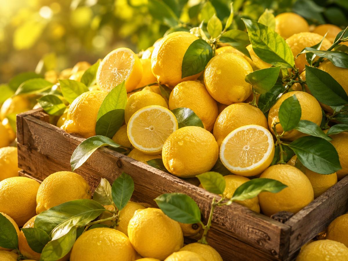 Freshly harvested lemons